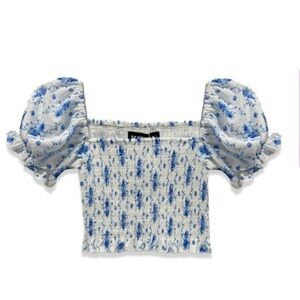 KATIE J NYC MARLEE PUFF SLEEVE PRINT TOP GIRLS SIZE LARGE